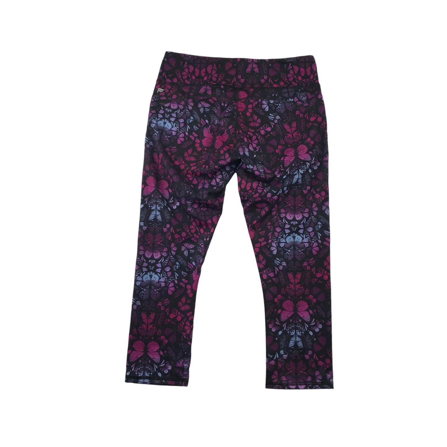 Fabletics sport leggings women size M purple and pink butterfly print capri length