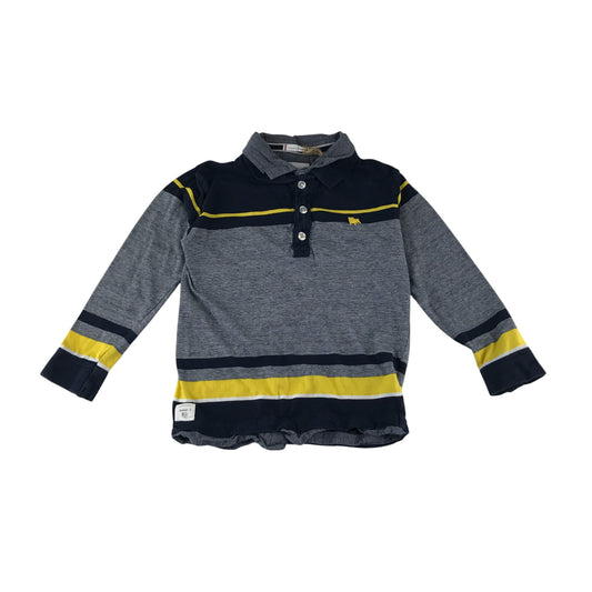 Jasper Conran polo shirt 5-6 years grey black with yellow detailing and logo cotton