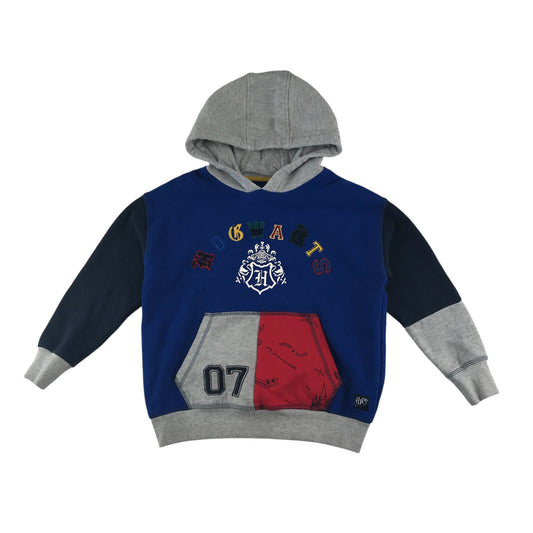 M&S hoodie 7-8 years blue grey colour block Hogwarts