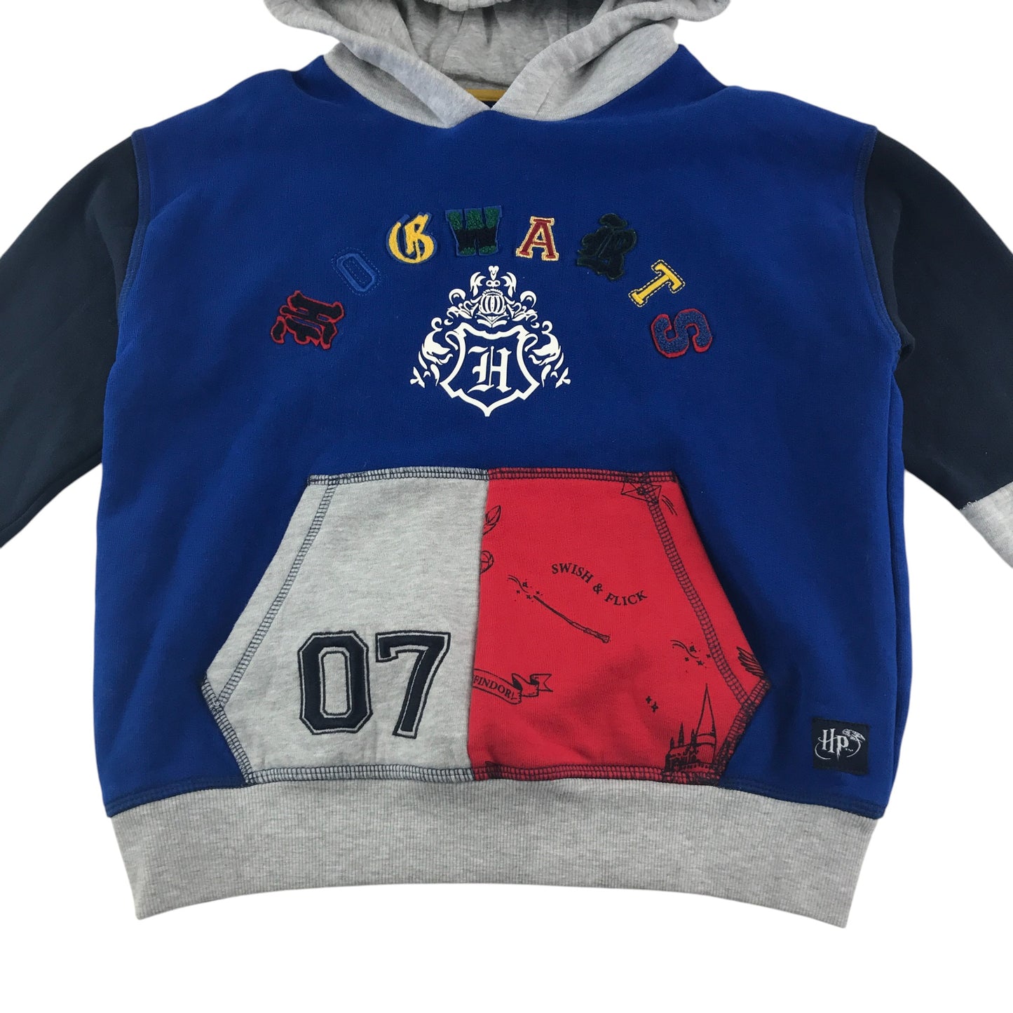 M&S hoodie 7-8 years blue grey colour block Hogwarts