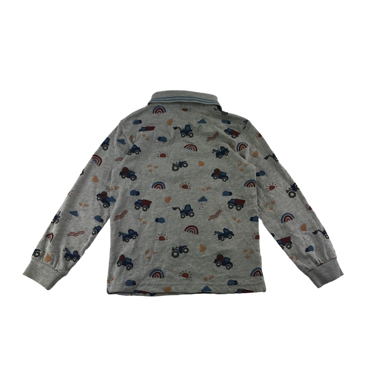 George Polo Shirt Age 5 Grey Long Sleeve Vehicle Print Graphic