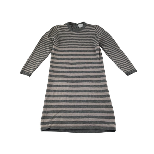 The Little White Company dress 5-6 years grey stripy merino wool