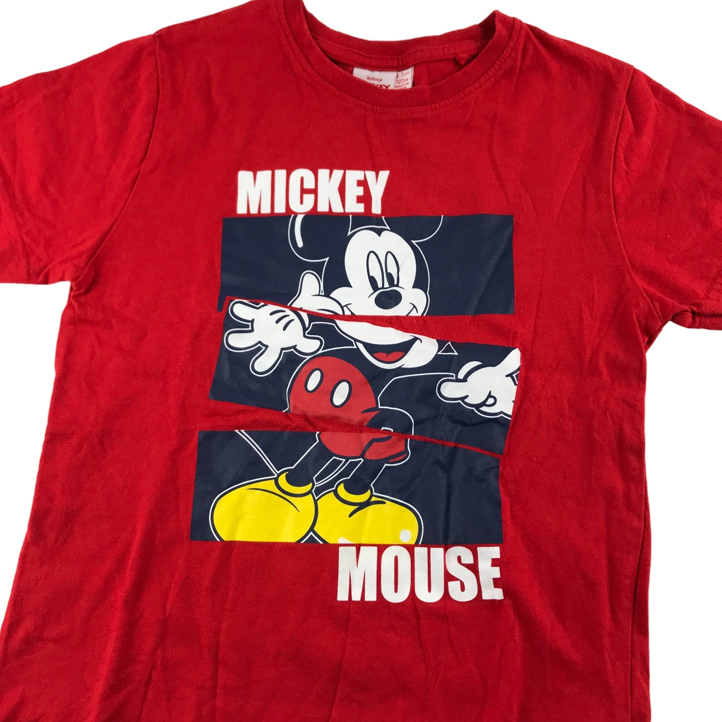 Primark T-Shirt Age 6 Red Short Sleeve Mickey Mouse Graphic