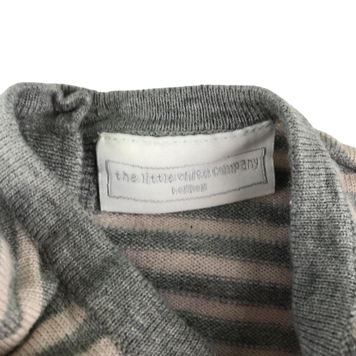 The Little White Company dress 5-6 years grey stripy merino wool