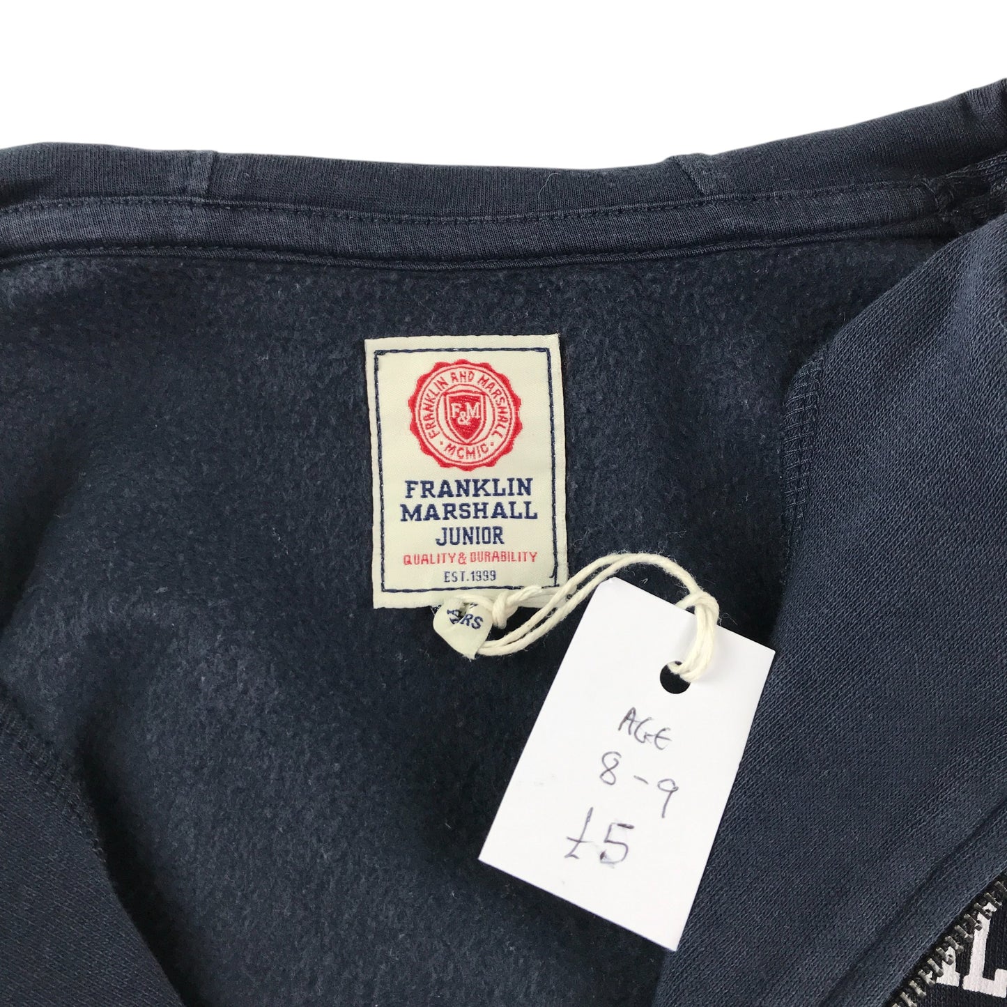 Franklin Marshall hoodie 8-9 years navy plain with logo