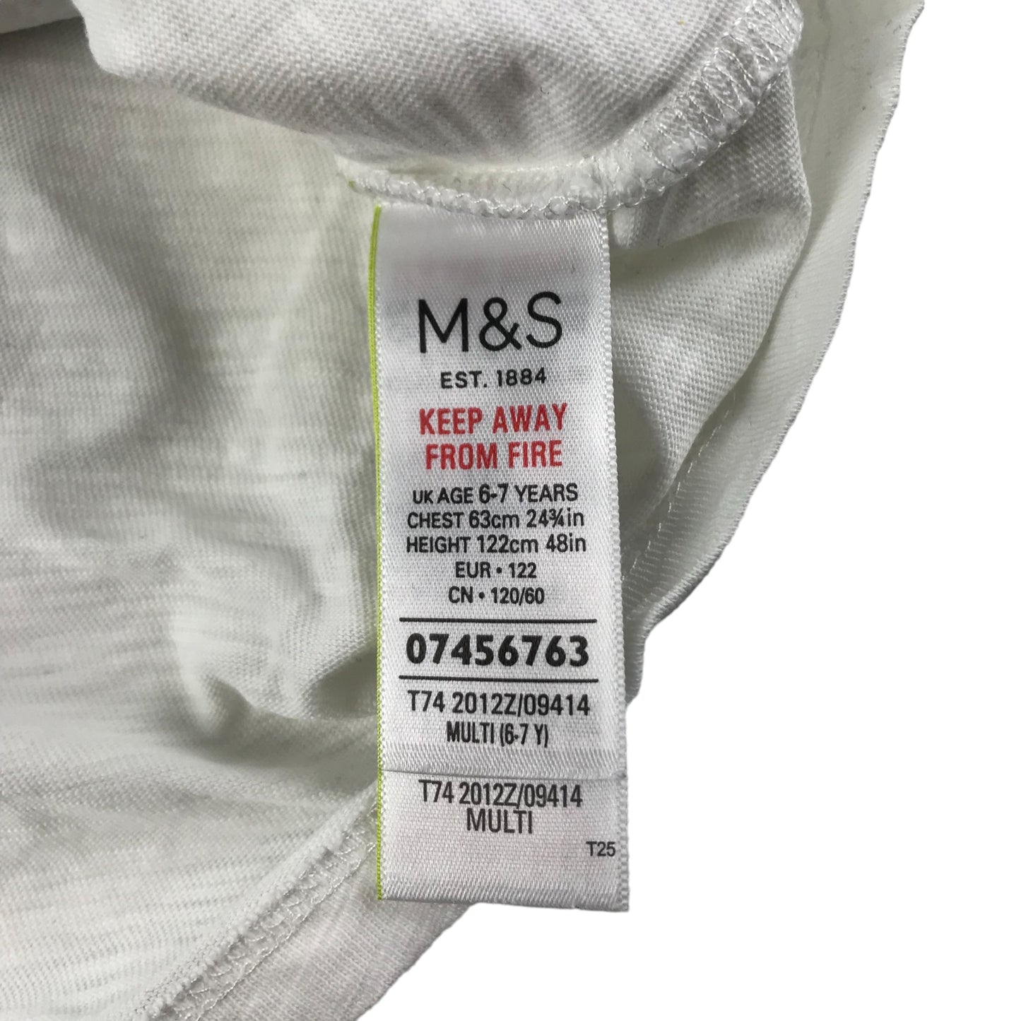 M&S T-Shirt Age 6 White Short Sleeve Sequin Trainers Graphic