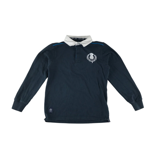 Scotland Classics polo shirt 11-12 years navy rugby style with thistle embordered logo cotton