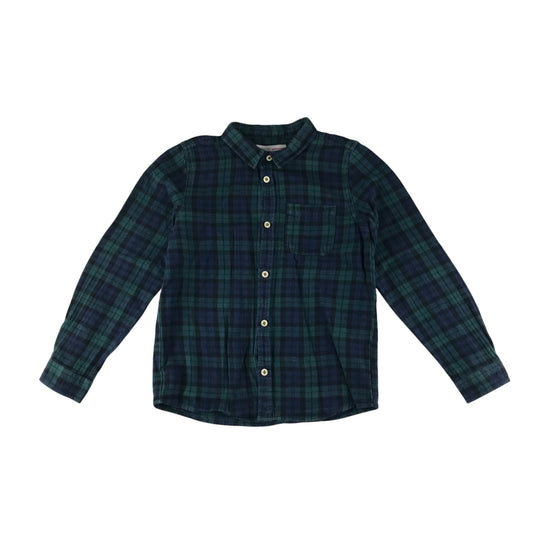 Minoti shirt 9-10 years navy and green plaid button up