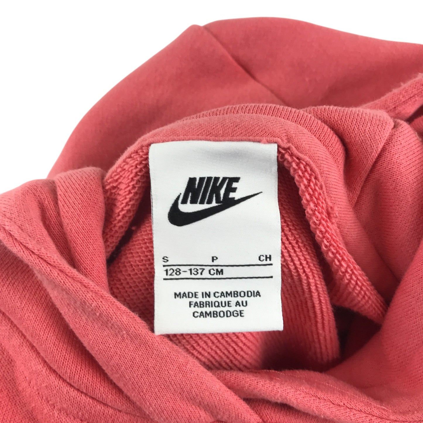 Nike hoodie 8-9 years coral pink with Nike text and logo