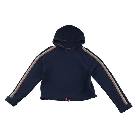 Nutmeg hoodie 12-13 years navy with multicolour sleeve stripe
