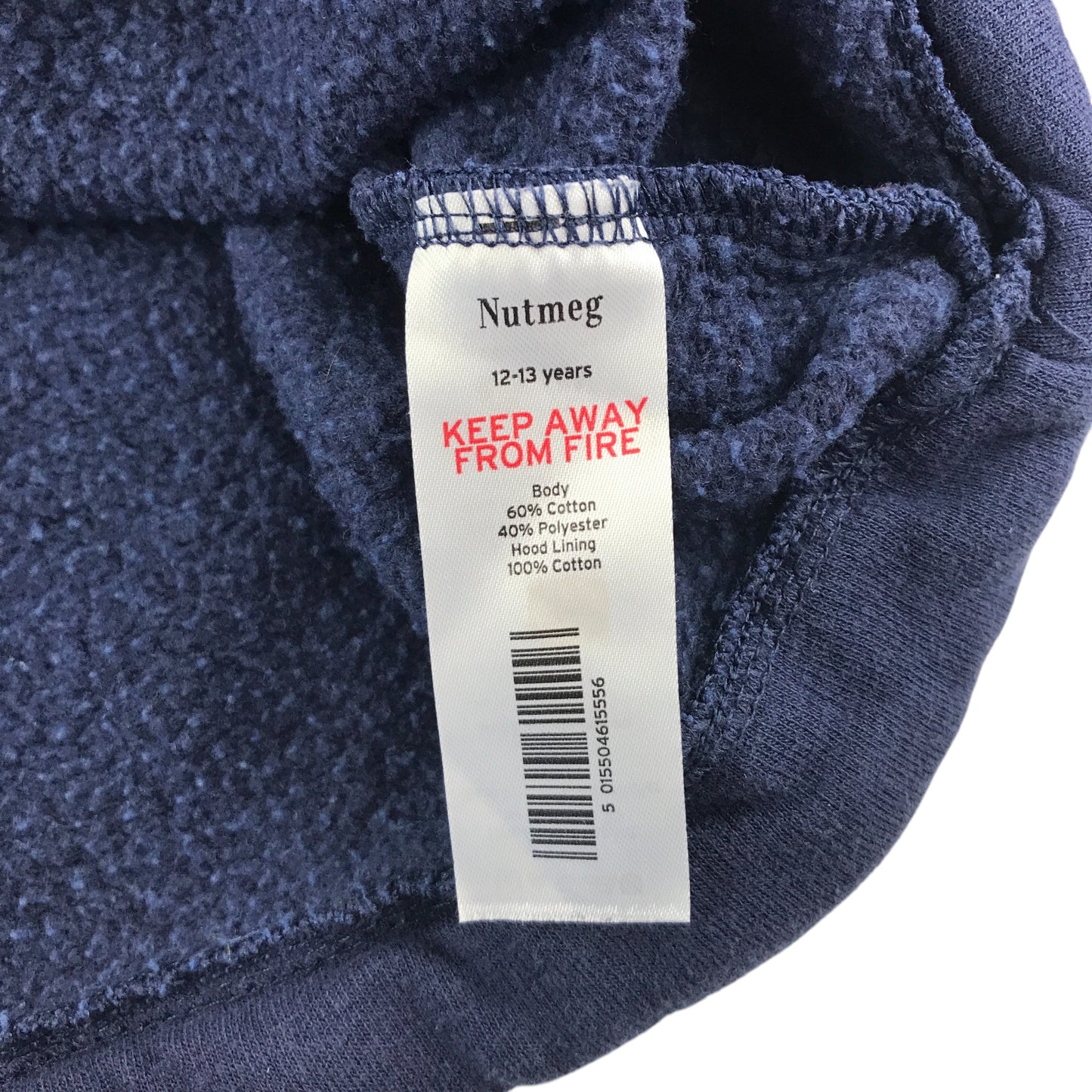 Nutmeg hoodie 12-13 years navy with multicolour sleeve stripe