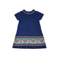 Miss Mona Mouse dress 5-6 years blue love heart print and unicorn pattern knitwear