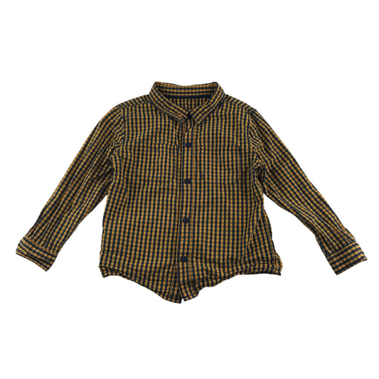 Nutmeg shirt 4-5 years mustard yellow blue checked long sleeve cotton