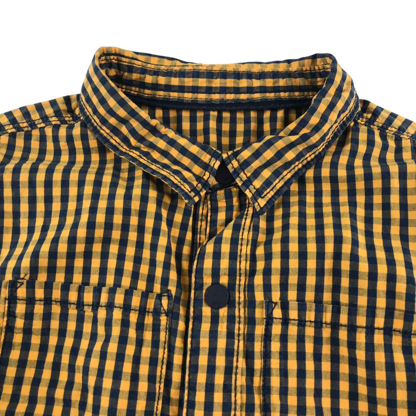 Nutmeg shirt 4-5 years mustard yellow blue checked long sleeve cotton
