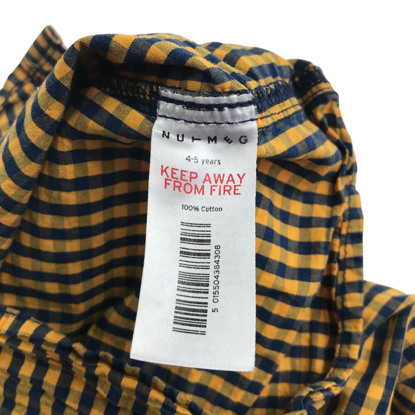 Nutmeg shirt 4-5 years mustard yellow blue checked long sleeve cotton