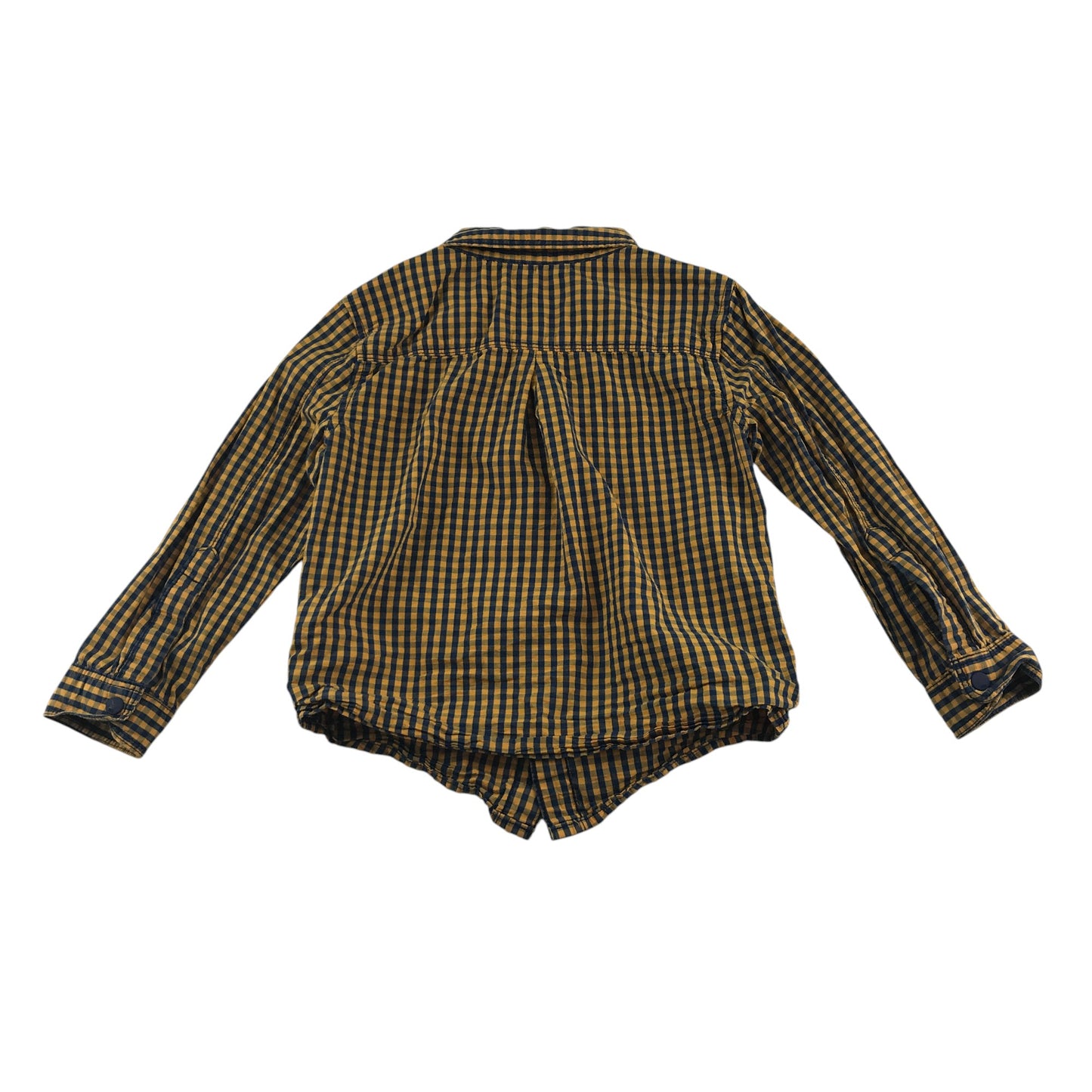 Nutmeg shirt 4-5 years mustard yellow blue checked long sleeve cotton