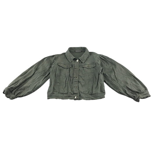 Matalan denim shirt 8-9 years khaki puff sleeve button