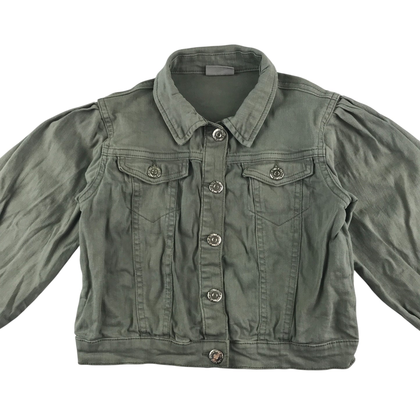 Matalan denim shirt 8-9 years khaki puff sleeve button