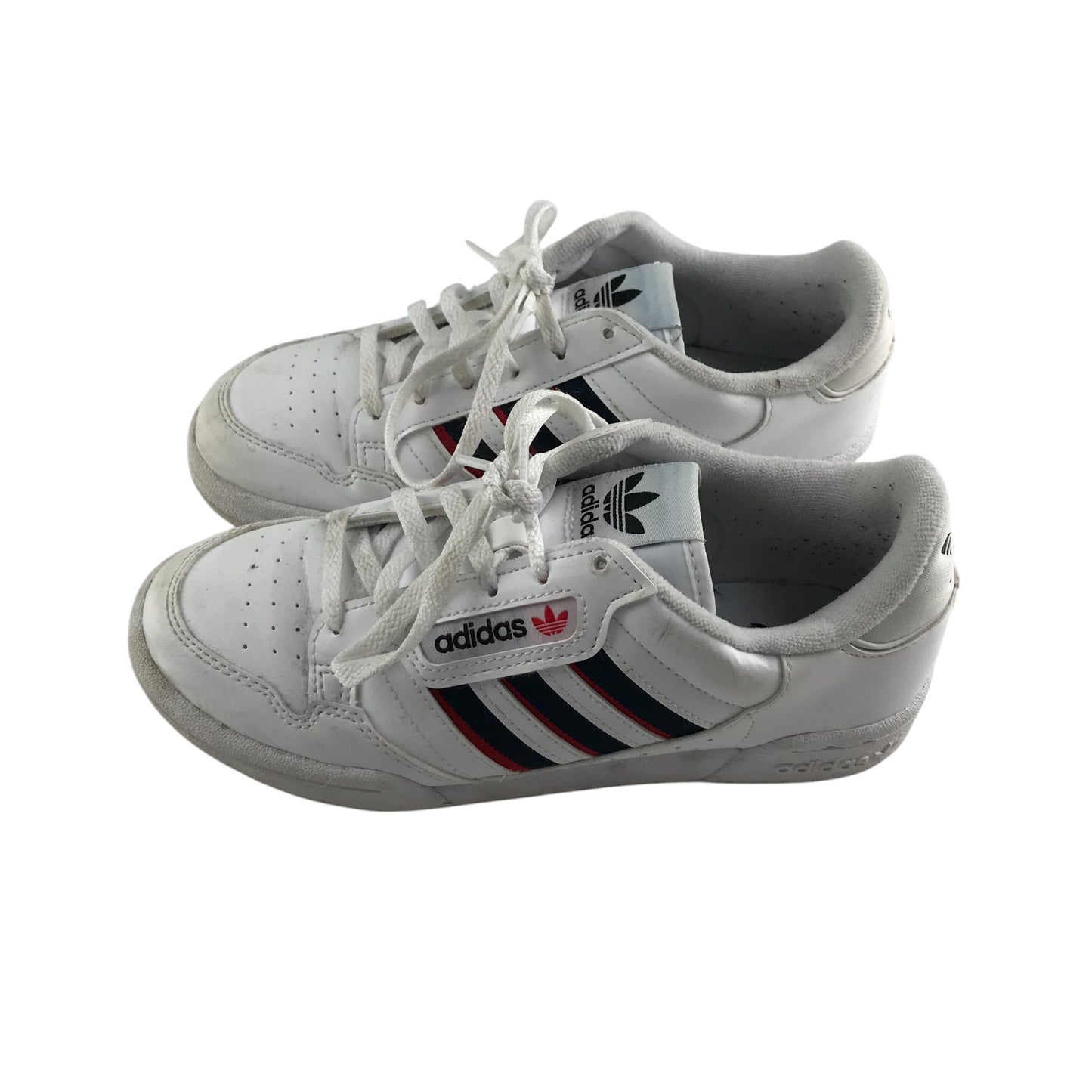 Adidas trainers shoe size 3.5 white blue and red three stripes