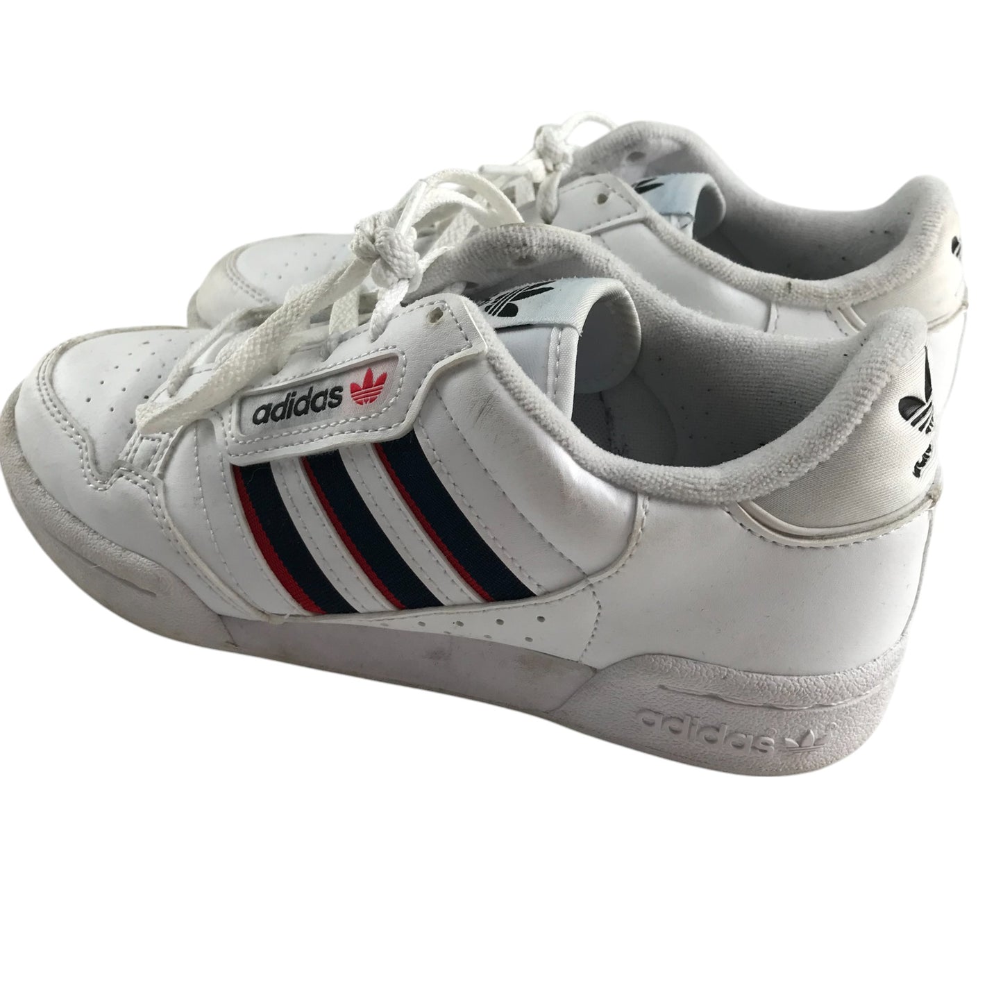 Adidas trainers shoe size 3.5 white blue and red three stripes