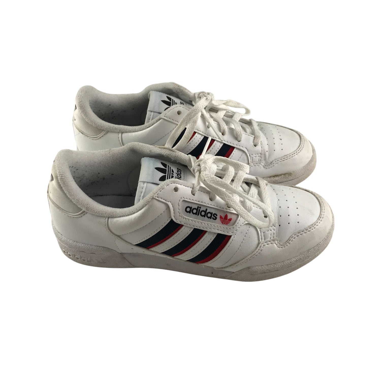 Adidas trainers shoe size 3.5 white blue and red three stripes