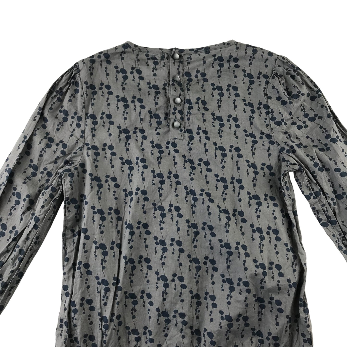 Vertbaudet blouse 8 years grey and navy graphic print design long sleeve Cotton