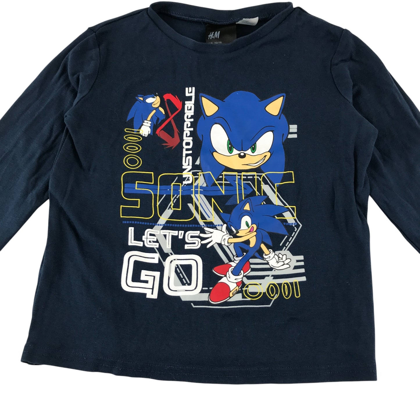 H&M t-shirt 5-6 years black Sonic print design