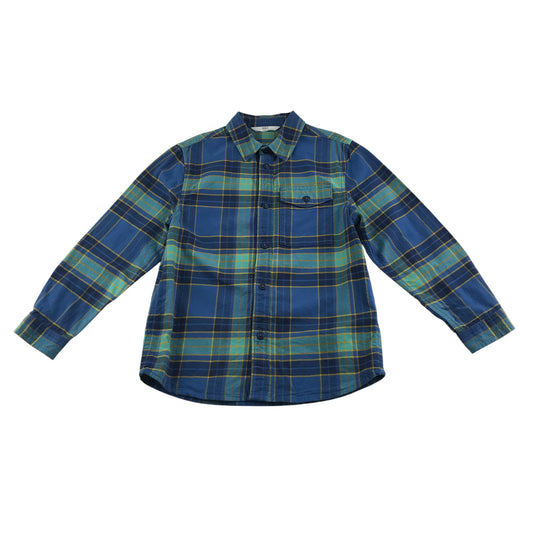M&S shirt 7-8 years blue check long sleeve cotton