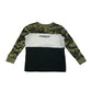 Next T-Shirt Age 8 Khaki Green Long Sleeve Panelled Camo White and Black