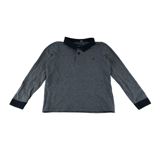 Okaidi polo shirt 9-10 years grey with navy collar and cuffs
