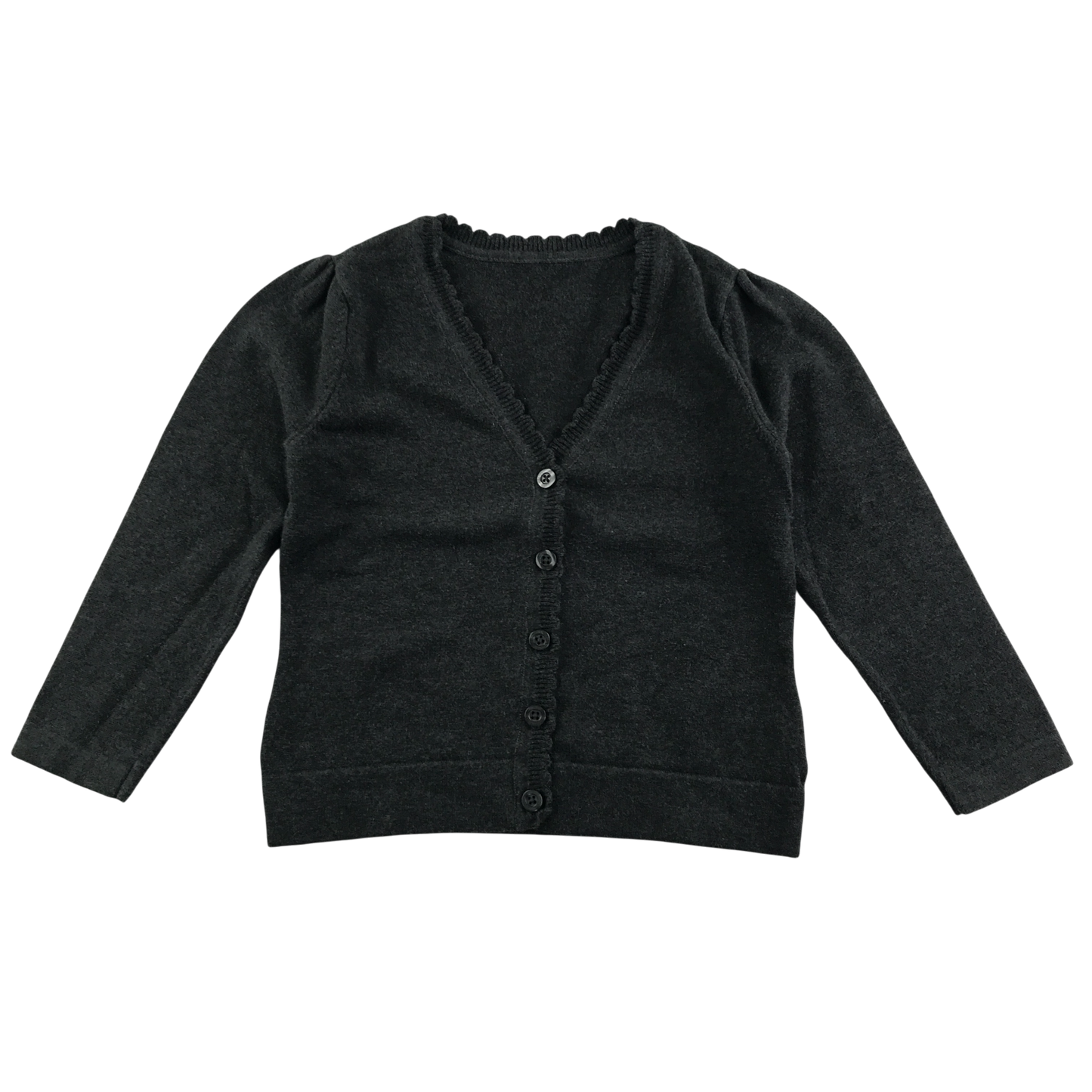 Dark grey scallop neck school cardigan