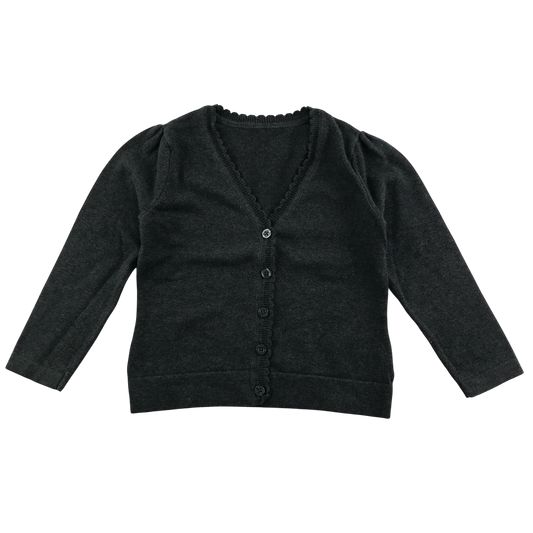 Dark grey scallop neck school cardigan