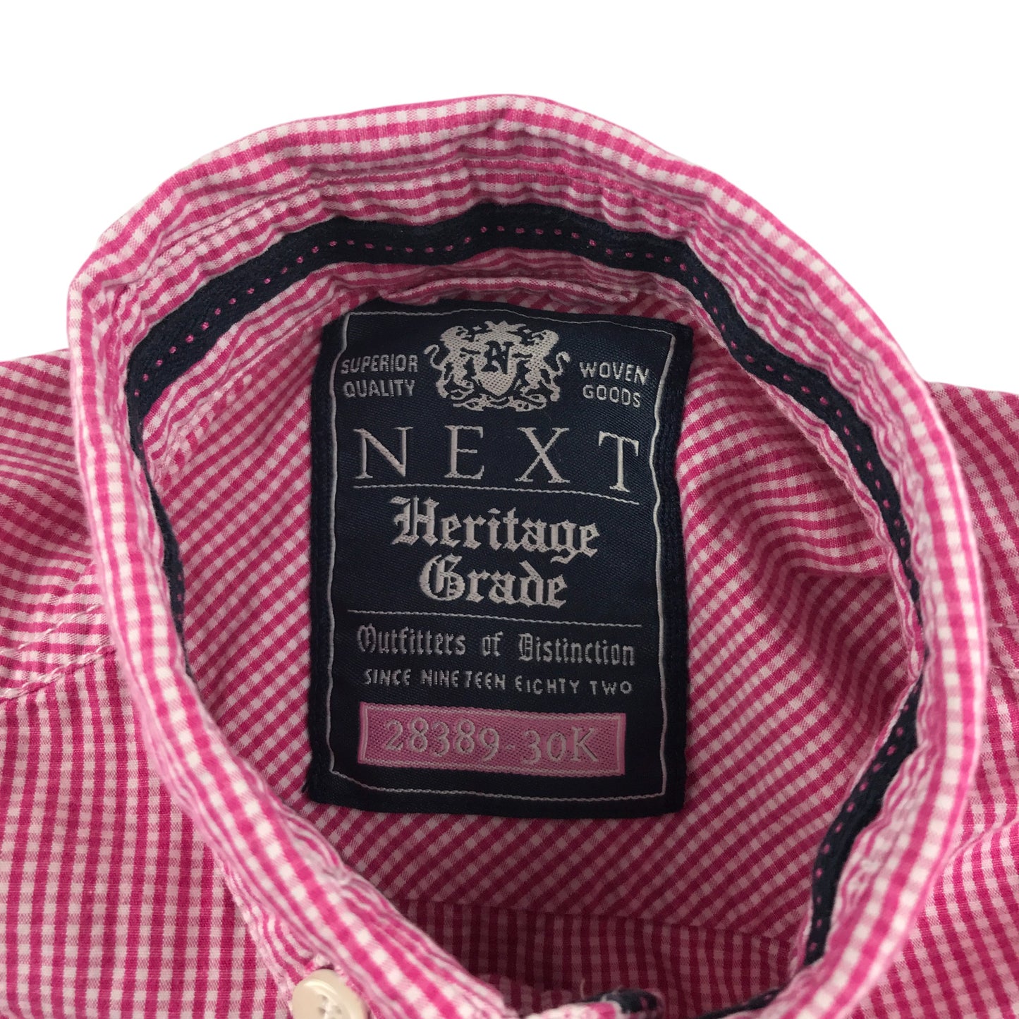 Next shirt 9-10 years pink white gingham check long sleeve cotton
