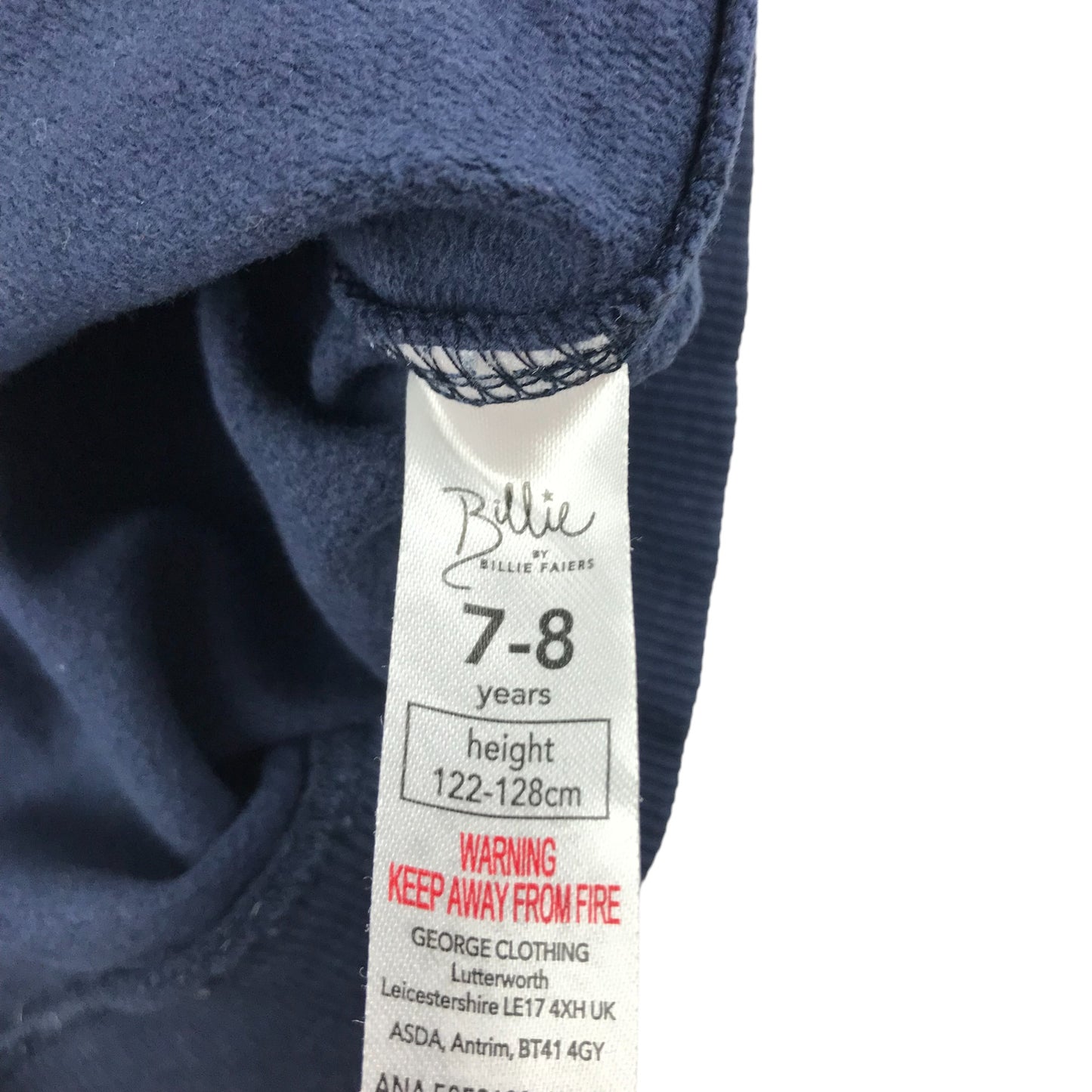 George x Billie Polo Shirt Age 7 Navy Long Sleeve Plain Grey Collar Sweater