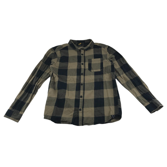 Tilt shirt 12-13 years brown black broad check long sleeve