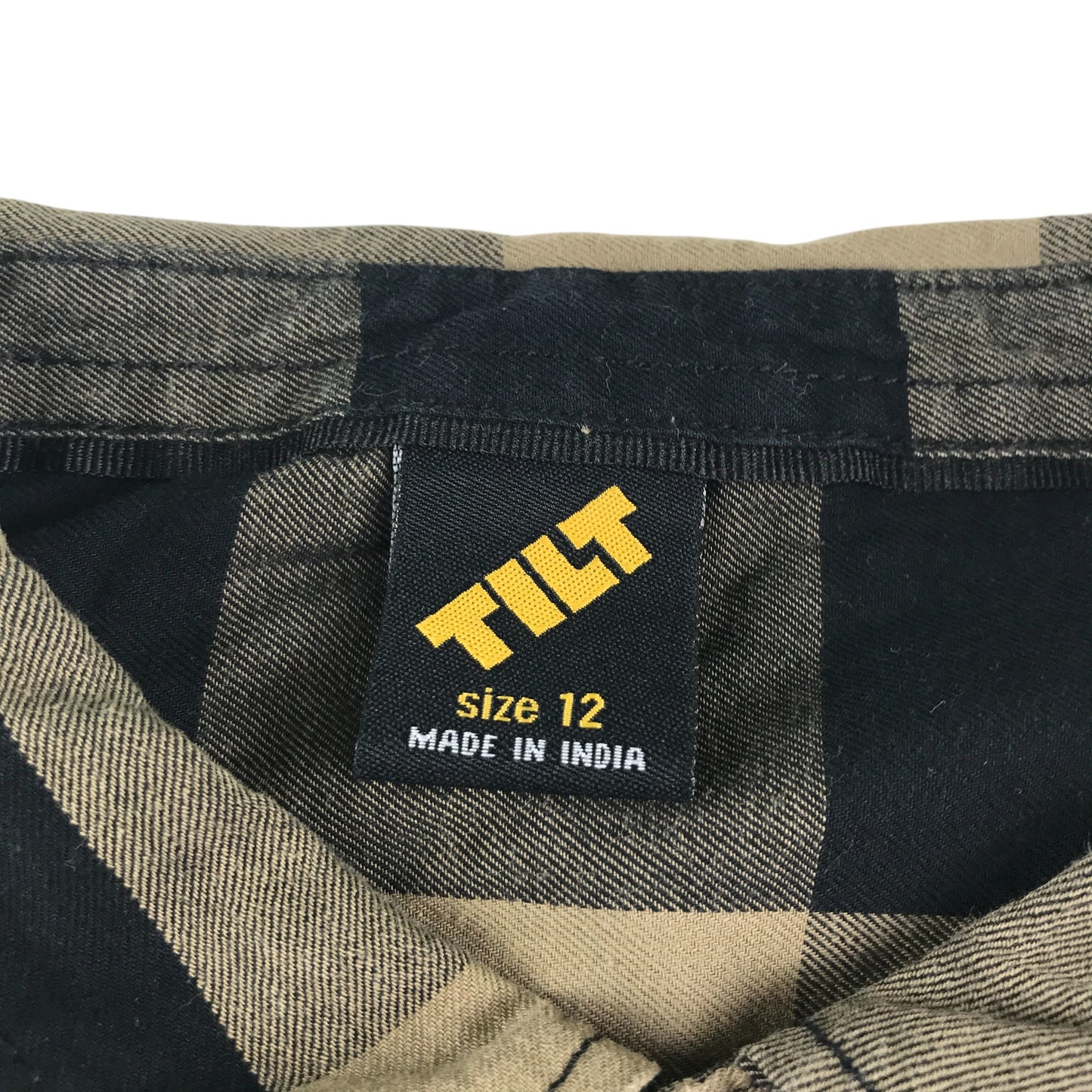 Tilt shirt 12-13 years brown black broad check long sleeve