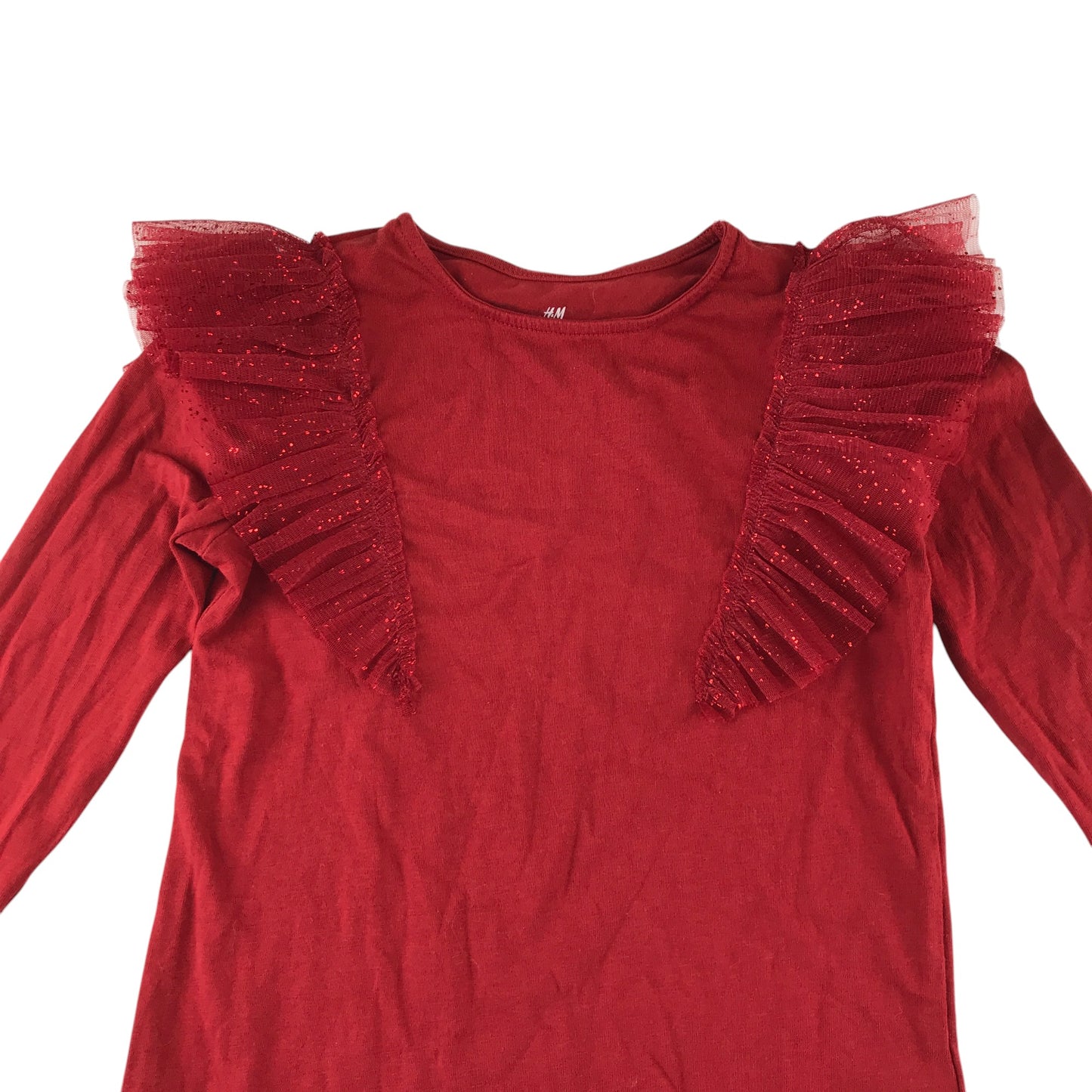 H&M t-shirt 9-10 years red with mesh shoulder detail