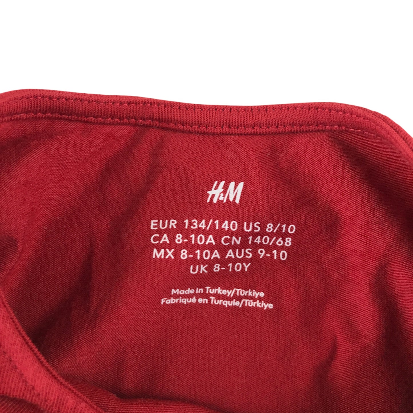 H&M t-shirt 9-10 years red with mesh shoulder detail