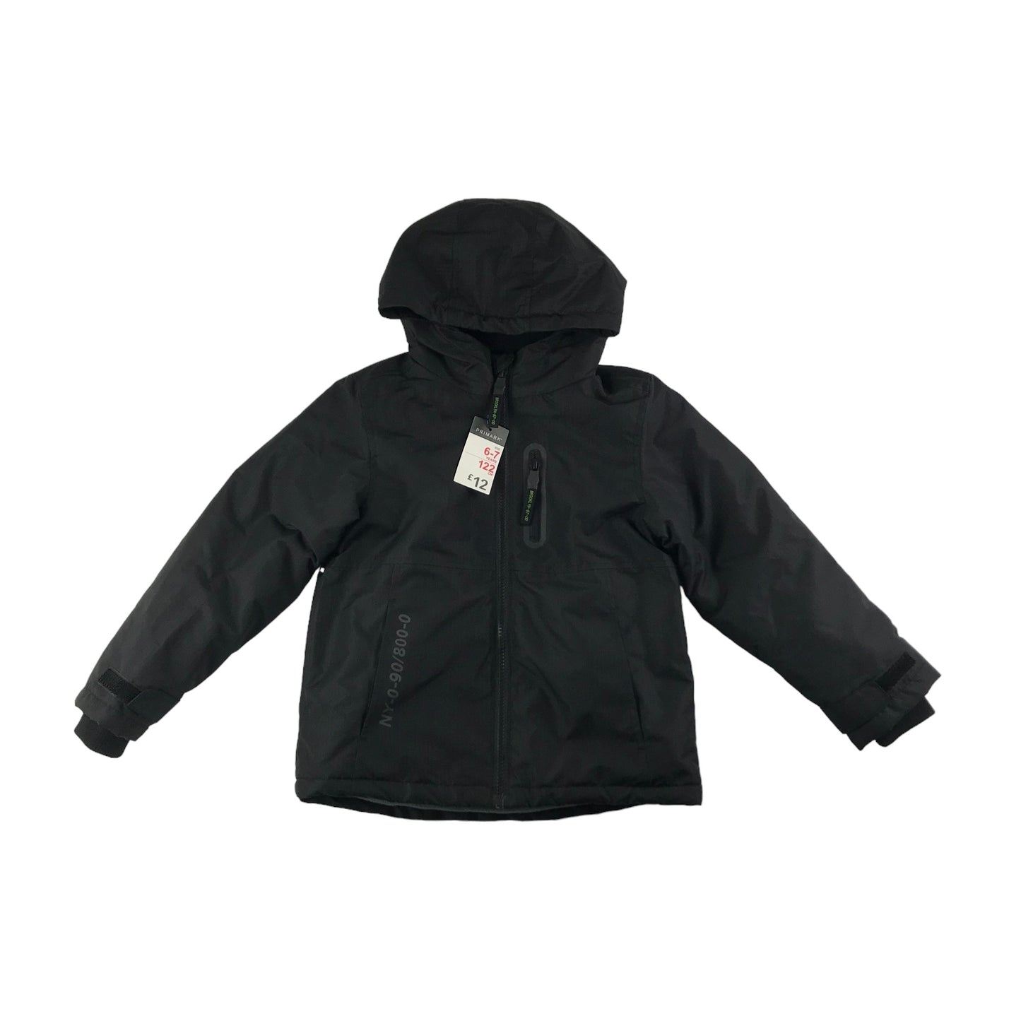 Primark Jacket Age 6 Black Warm Fleece Layered with Hood