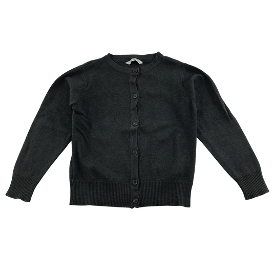 Dark grey crew neck with pockets school cardigan