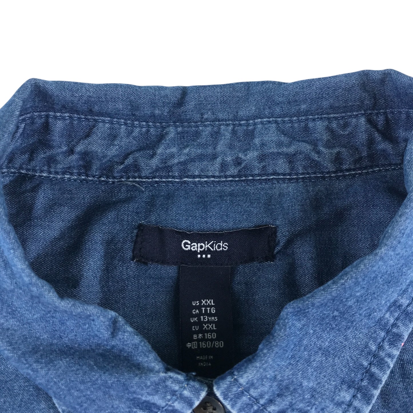 Gap Kids denim shirt 13-14 years navy long sleeve cotton