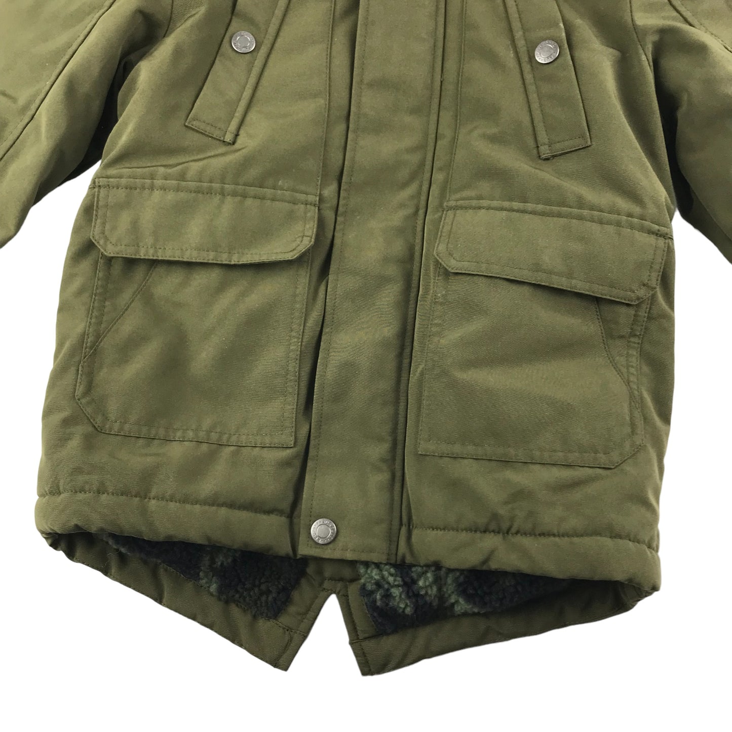 George Jacket Age 6 Khaki Green Parka with Faux Fur Hood