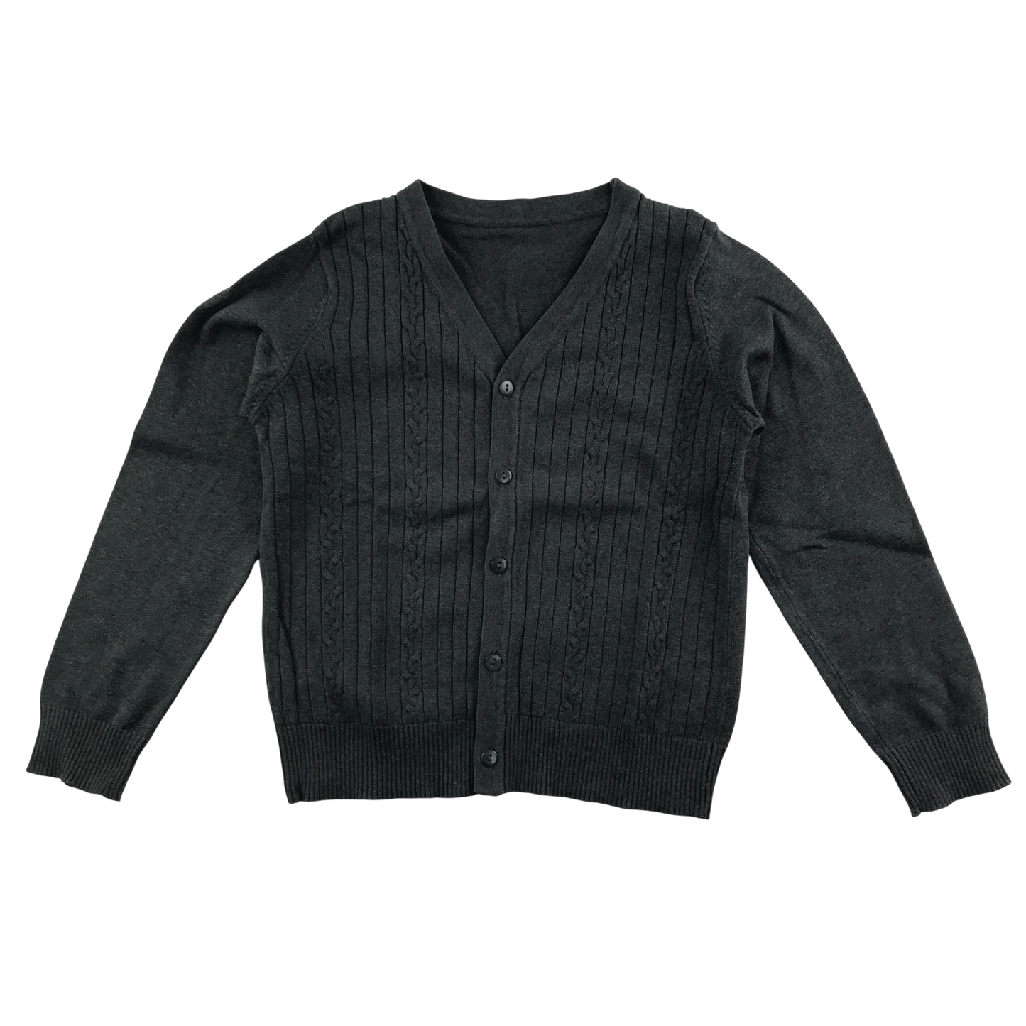 Dark grey cable knit school cardigan