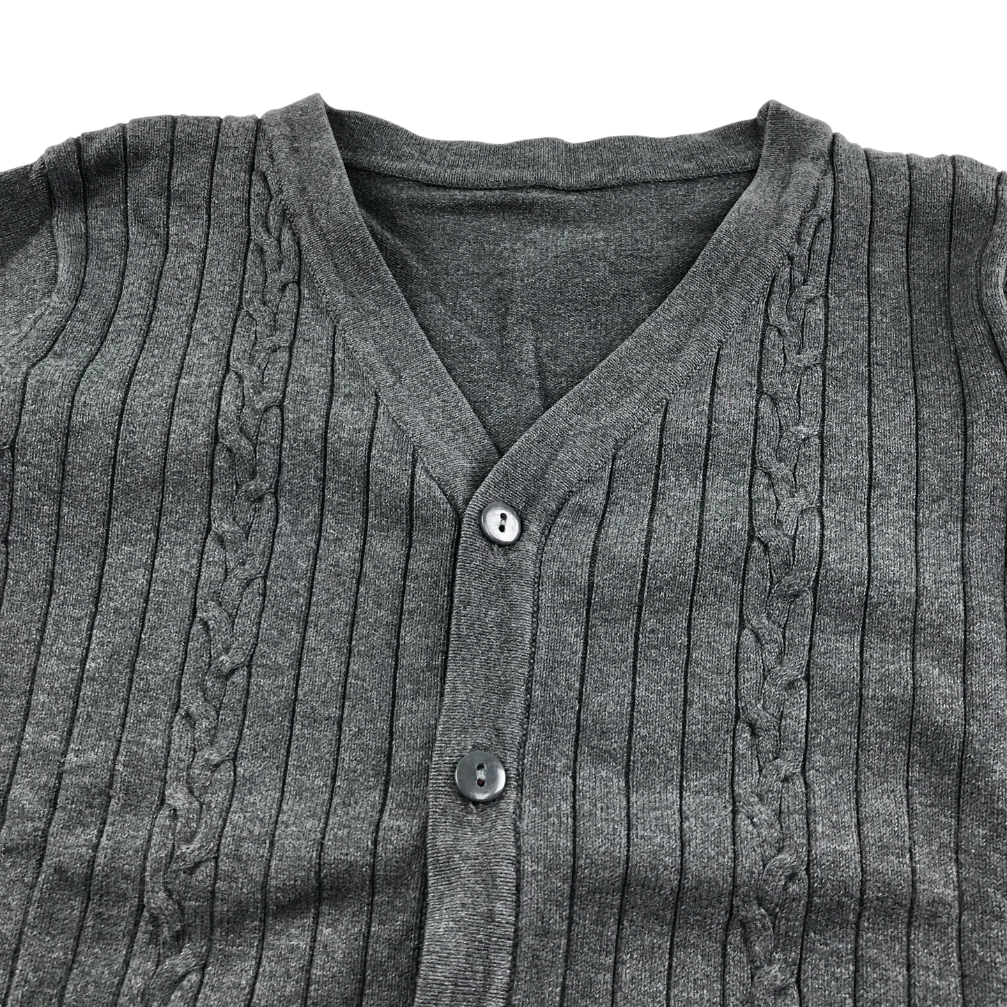 Dark grey cable knit school cardigan