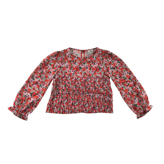 River Island Blouse Age 5 Red Floral Long Sleeve