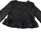 Primark blouse 10-11 years black multicolour spotted peplum hem top