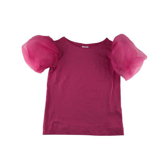 Zara t-shirt 7-8 years pink plain with mesh puffy short sleeves