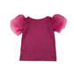 Zara t-shirt 7-8 years pink plain with mesh puffy short sleeves