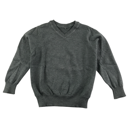 Light grey v-neck school jumper