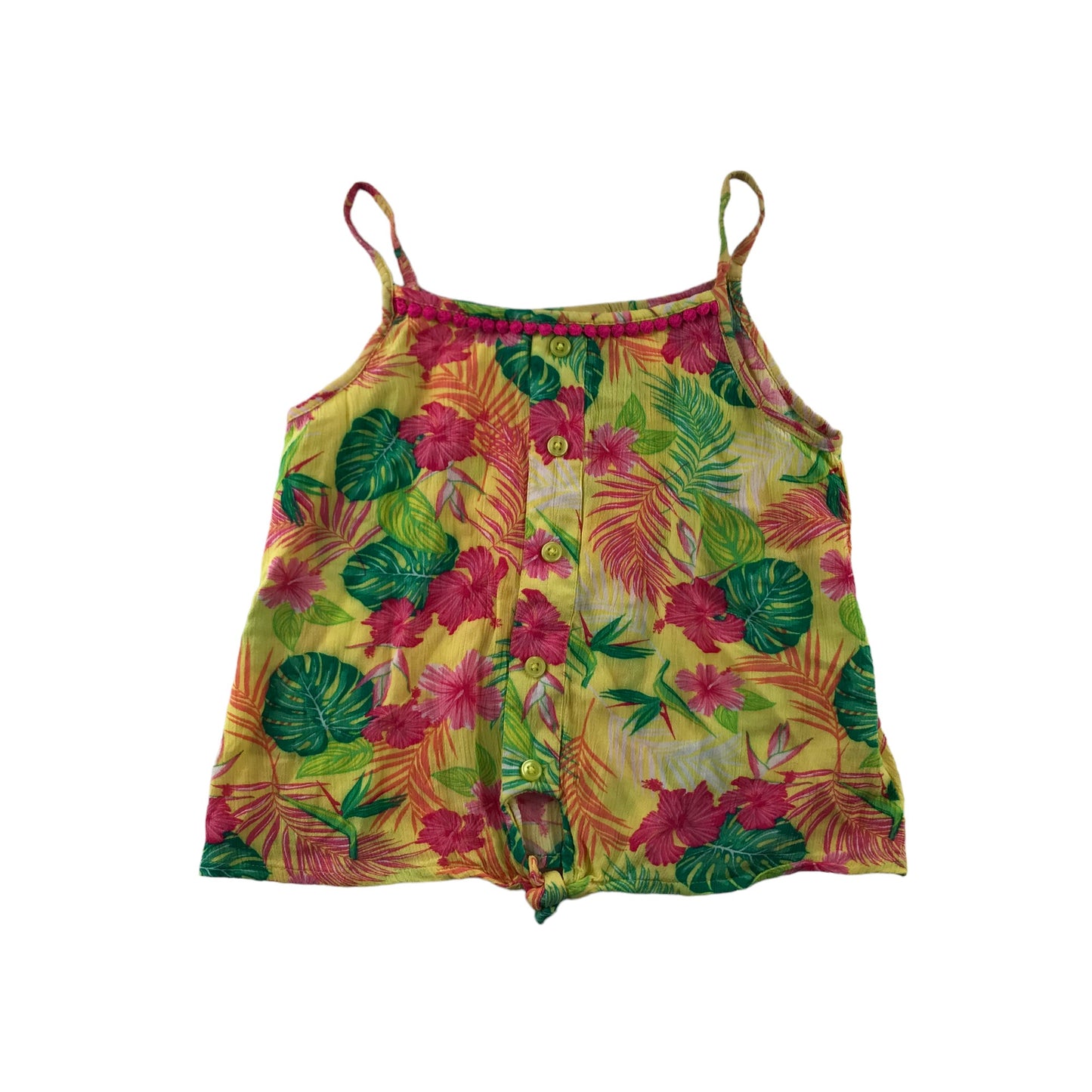 Matalan Top Age 7 Yellow Cropped Floral Summer Top